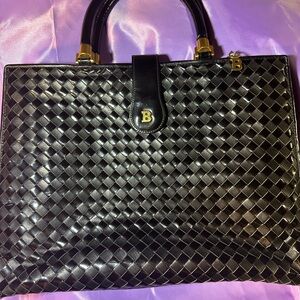 Bally Black Woven Leather Tote Bag